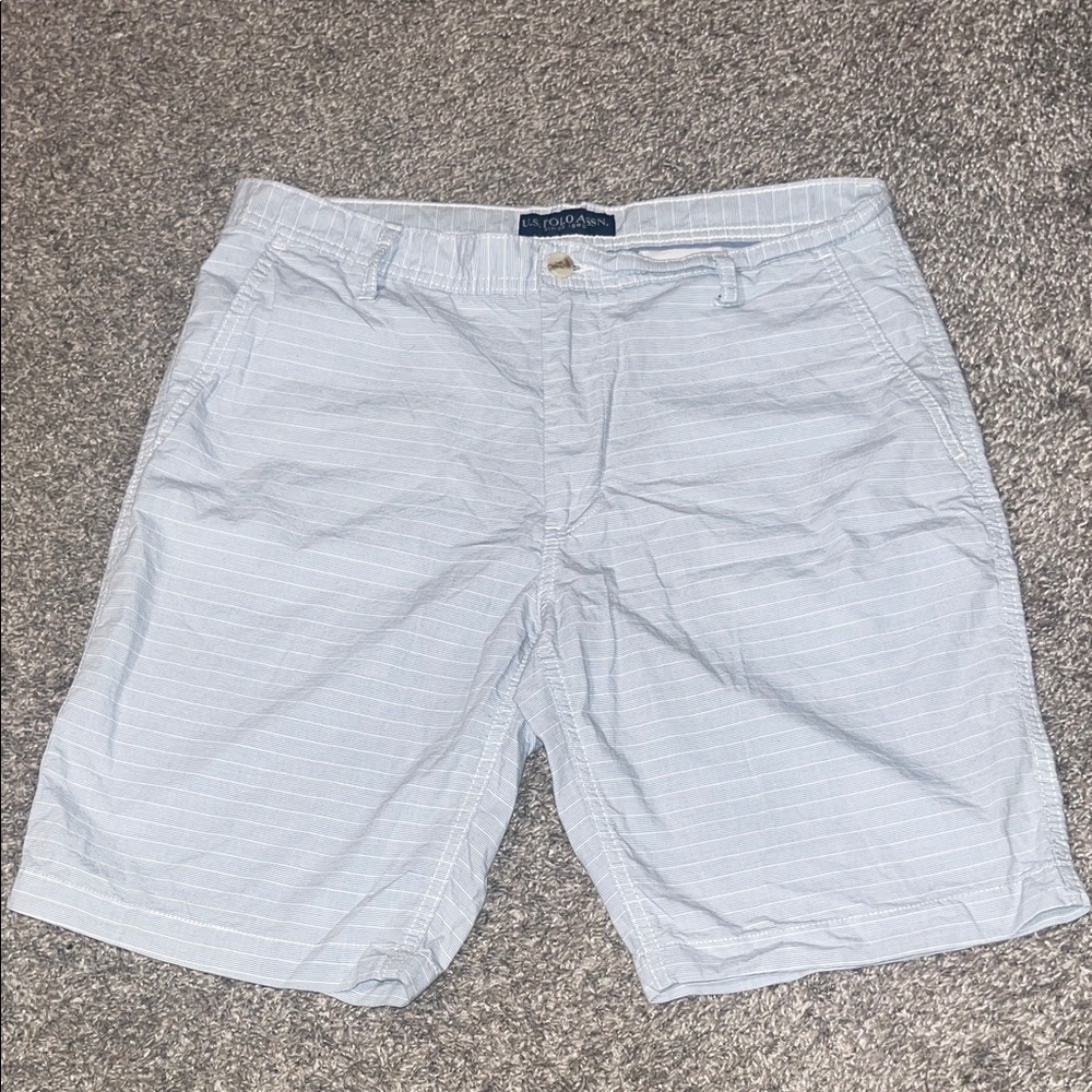 U.S POLO Men's Light Gray Striped Shorts